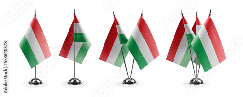 Photography Small national flags of the Hungary on a white background