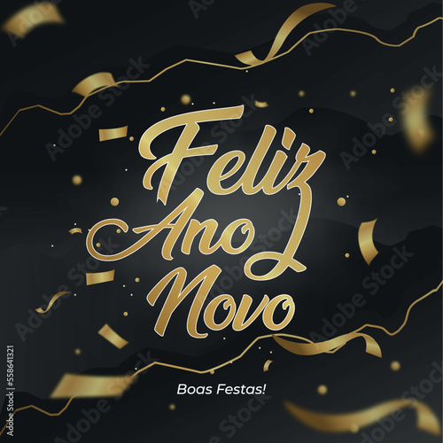 Cartão de feliz Ano Novo dourado
