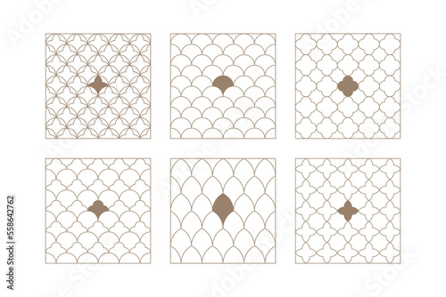 Islamic pattern with thin lines on white background. Geometric elements for your project. Simple vector design print in arabic style.