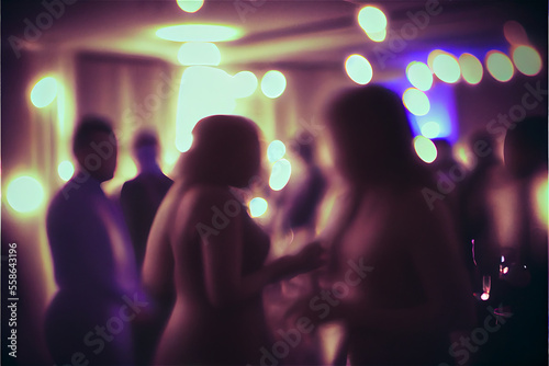 Blurry image of a wedding party ideal for background, ia generated, generative AI