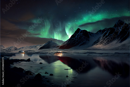 Northern lights reflecting ...