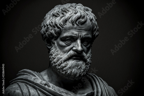 Bust of Aristotle, philosopher of Ancient Greece. Generative AI.