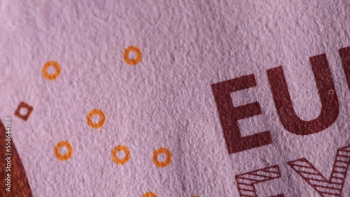 50 Euro inflacja - ruch, plastyczne światło, faktura papieru