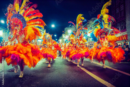 Obraz na płótnie carnival parade on the street, Generative AI Art Illustration w salonie