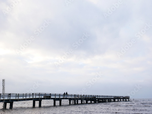 Wood bridge and sauna on the Kattegat sea. © Ana