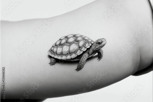 Turtle tattoo. Tattoo idea for men or women. Generative AI.