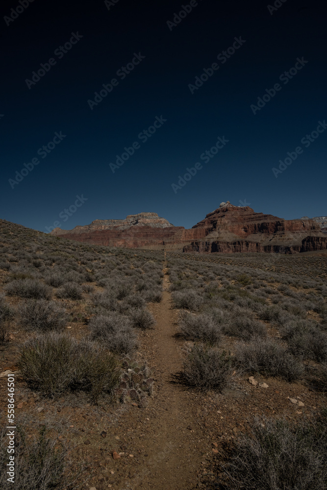 Long Straight Section of the Tonto Trail In Grand Canyon