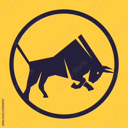 Bull butting logo design. Modern bull logo vector.  