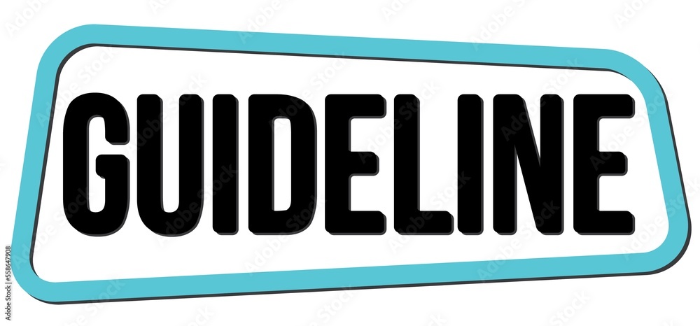 GUIDELINE text on blue-black trapeze stamp sign. GUIDELINE text on blue-black trapeze stamp sign.