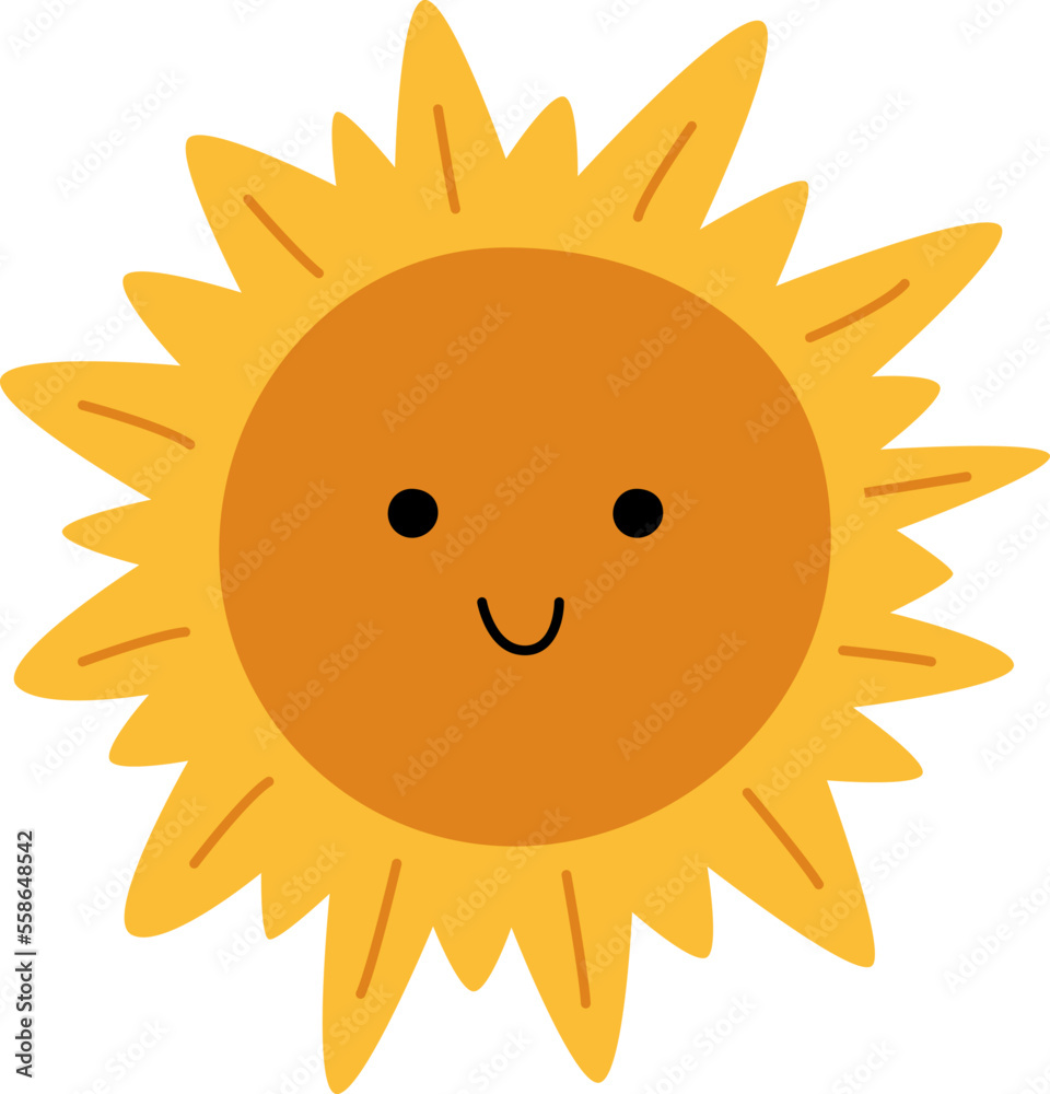 Cute cartoon sleeping sun flat icon Solar system Astrology