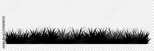 Black silhouettes of grass. Floral background. Wild grass. Grass borders silhouette. Vector illustration