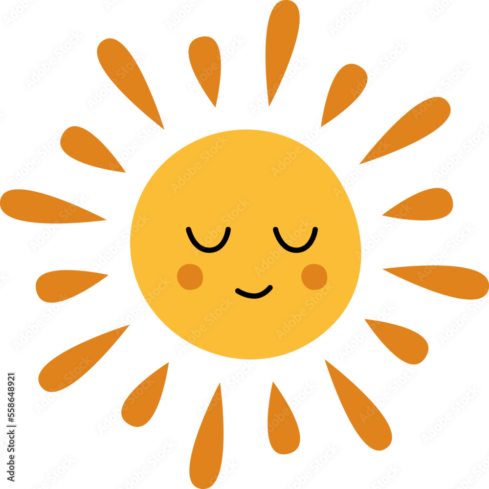 Cute cartoon sleeping sun flat icon Solar system Astrology