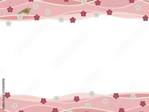 Plum blossoms and bush warbler