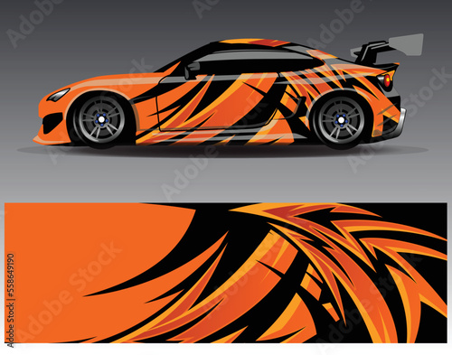 Car wrap design vector. Graphic abstract stripe racing background kit designs for wrap vehicle  race car  rally  adventure and livery