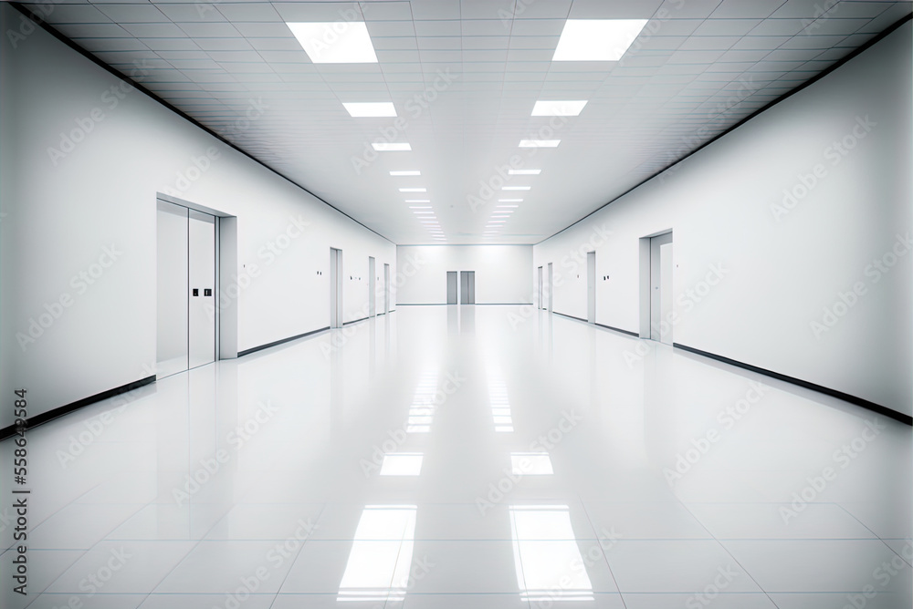 A white, sterile hi-tech clean room. A white, sterile hi-tech clean room.