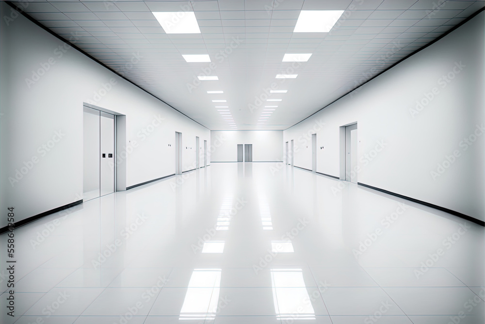 A white, sterile hi-tech clean room.