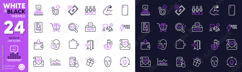 Heart rating, Wallet and Trade infochart line icons for website, printing. Collection of Face biometrics, Smile, Confirmed mail icons. Love letter, Quickstart guide, Vote box web elements. Vector Heart rating, Wallet and Trade infochart line icons for website, printing. Collection of Face biometrics, Smile, Confirmed mail icons. Love letter, Quickstart guide, Vote box web elements. Vector