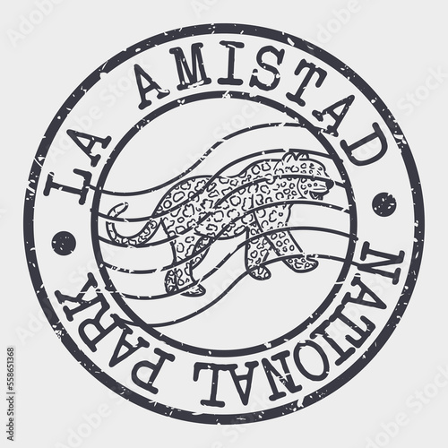 La Amistad Park, Vacamonte, Panama Silhouette Postal Passport. Stamp Round Vector Icon. Design Travel Postmark. 