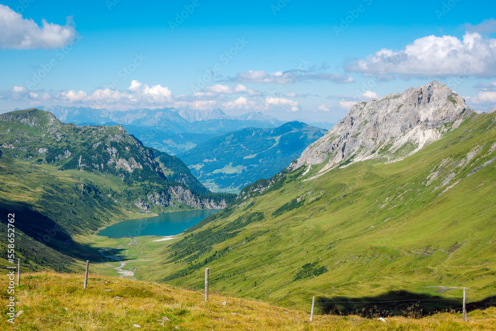 Panorama of Tappenkarsee valley in summer, Grossarltal, Austria