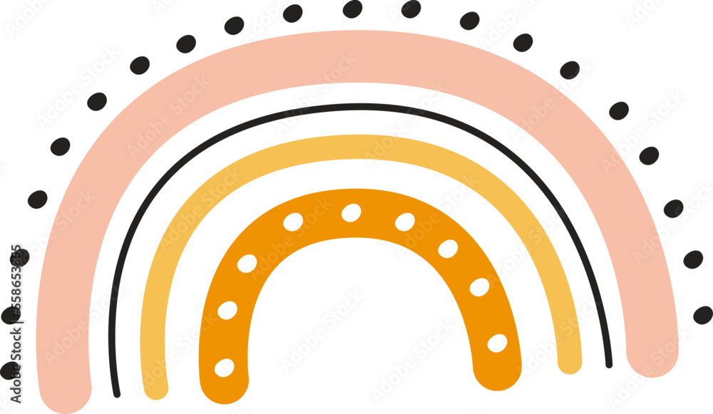 Cartoon hand drawn rainbow flat icon Cartoon hand drawn rainbow flat icon