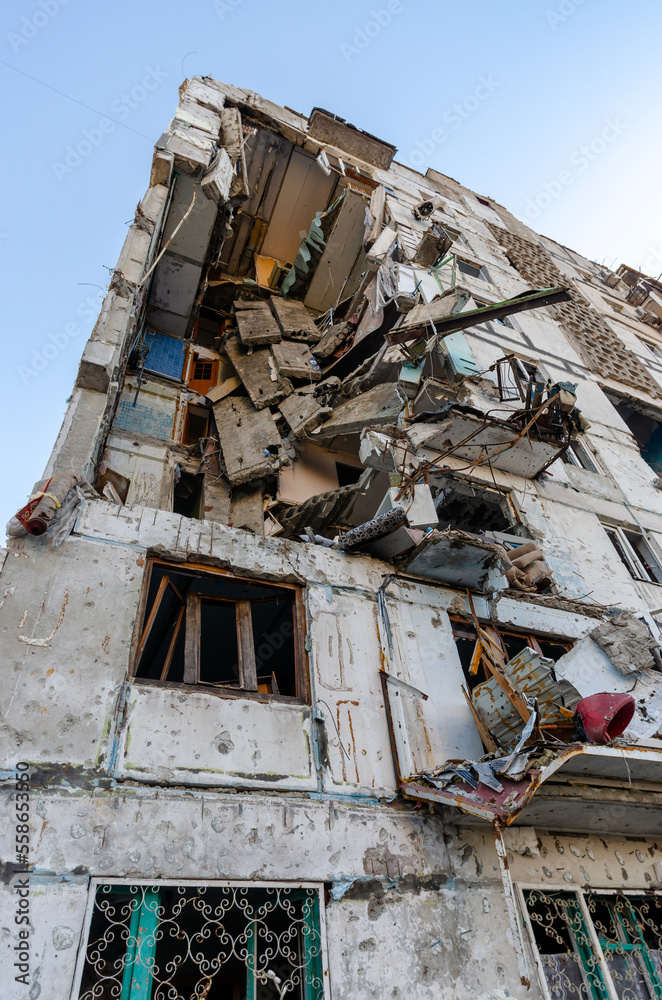 destroyed and burned houses in the city Russia Ukraine war destroyed and burned houses in the city Russia Ukraine war