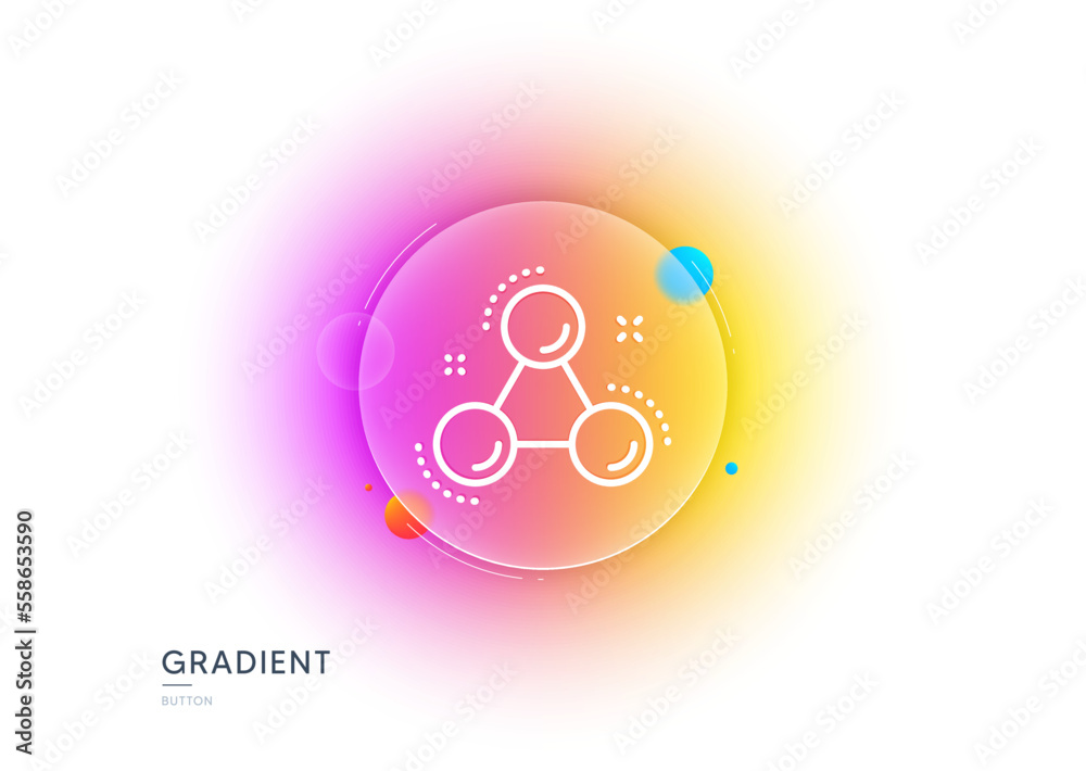 Chemistry molecule line icon. Gradient blur button with glassmorphism. Laboratory atom sign. Analysis symbol. Transparent glass design. Chemistry molecule line icon. Vector Chemistry molecule line icon. Gradient blur button with glassmorphism. Laboratory atom sign. Analysis symbol. Transparent glass design. Chemistry molecule line icon. Vector