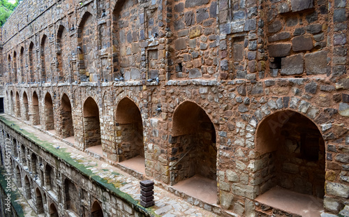 Agrasen Ki Baoli (Step Well) situated in the middle of Connaught placed New Delhi India, Old Ancient archaeology Construction photo