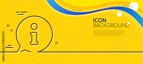 Information line icon. Abstract yellow background. Info speech bubble sign. Help inform symbol. Minimal info line icon. Wave banner concept. Vector