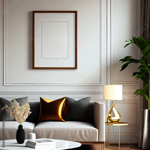 A frame mockup in a Feng Shui living room