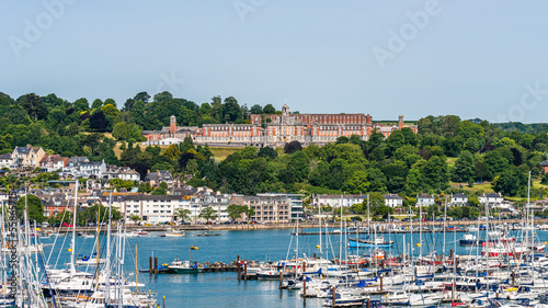 Britannia Royal Naval College in Dartmouth and River Dart, Kingswear, Devon, England	