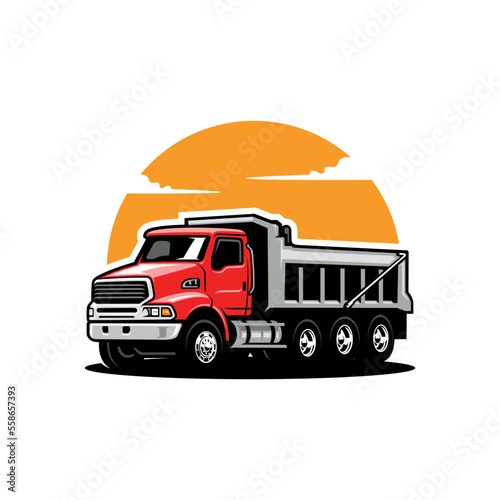 dump truck and trucking company logo