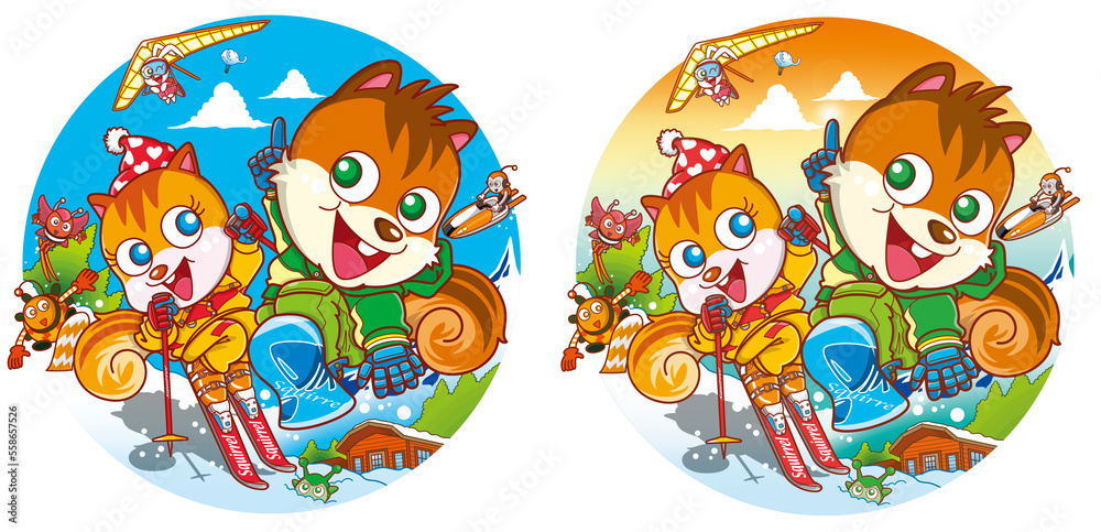 リス,キャラクター ,スキー場,イメージ画 リス,キャラクター ,スキー場,イメージ画