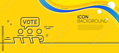 Online Voting line icon. Abstract yellow background. Internet vote sign. Web election symbol. Minimal online Voting line icon. Wave banner concept. Vector