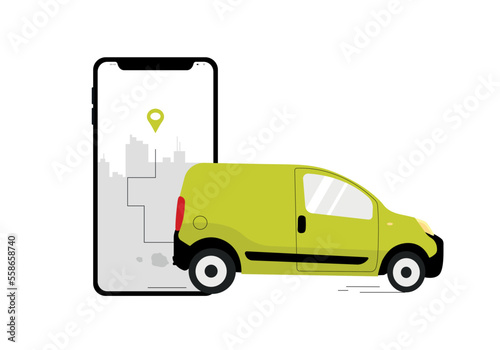 delivery van with clipping path