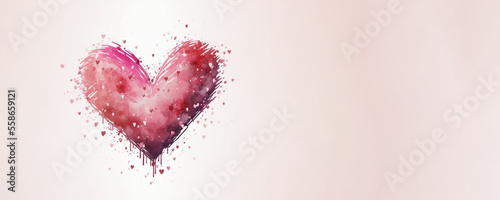 Valentine Heart Watercolour  Generative Art 