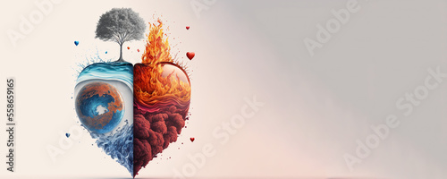 Valentine Heart 4 Elements, Earth, Fire, Water, Air (Generative Art)