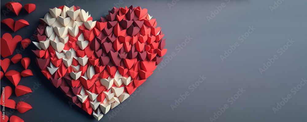 Valentine Heart Red and White (Generative Art)
