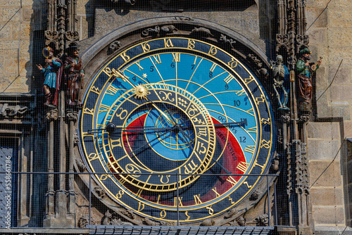 The medieval astronomical clock (Prague Orloj) Attached to the Old Town Hall, The third-oldest astronomical clock in the world and the oldest one still operating, Prague capital of the Czech Republic. photo