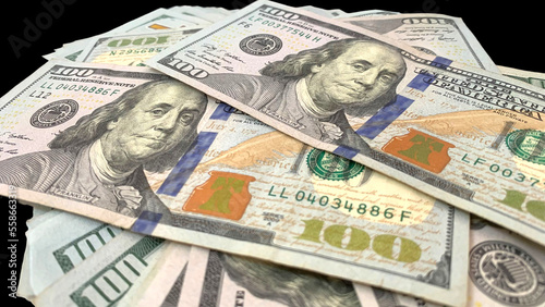 Close-up of American dollars (USD) on blurred background