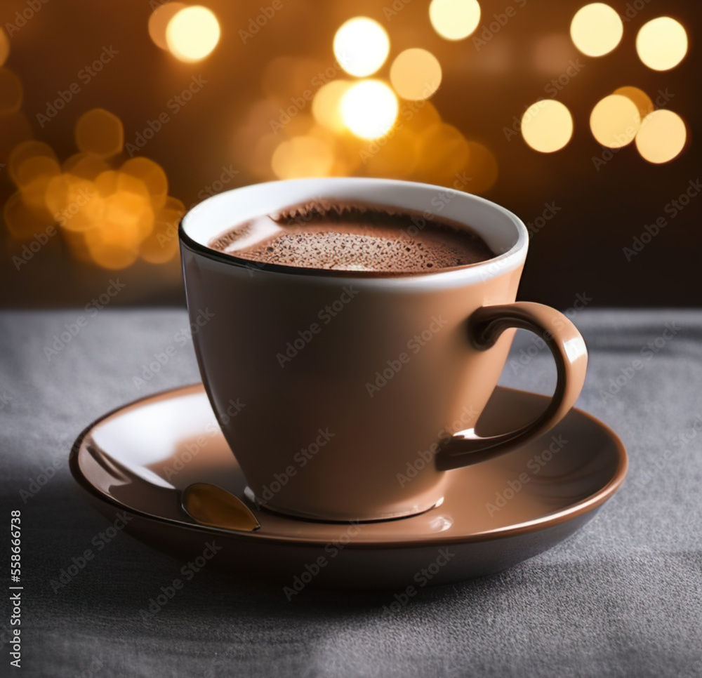 cup of hot chocolate coffee with cocoa, sugar powder and winter spices on cozy wooden background cup of hot chocolate coffee with cocoa, sugar powder and winter spices on cozy wooden background