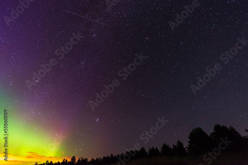 Northern lights and stars in the sky.   sterbotten Pohjanmaa  Finland