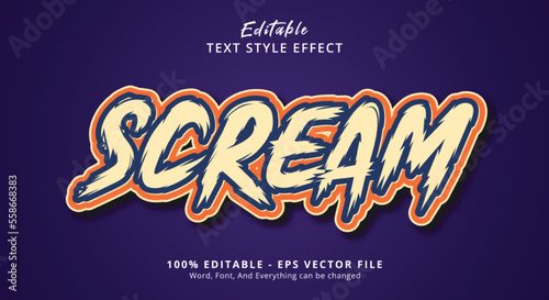 Scream Text Style Effect, Editable Text Effect