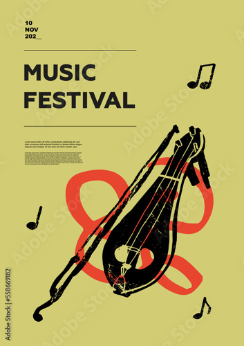 Kemenche, lyra, folk. Music festival poster. String musical instruments. Competition. A set of vector illustrations. Minimalistic design. Banner, flyer, cover, print.	