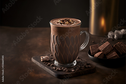 Cocoa Drink with Beautiful Cup, Generative AI