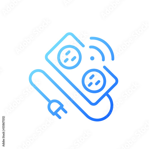 Smart power strip pixel perfect gradient linear vector icon. Automatic multi plug device. Appliance for home. Thin line color symbol. Modern style pictogram. Vector isolated outline drawing