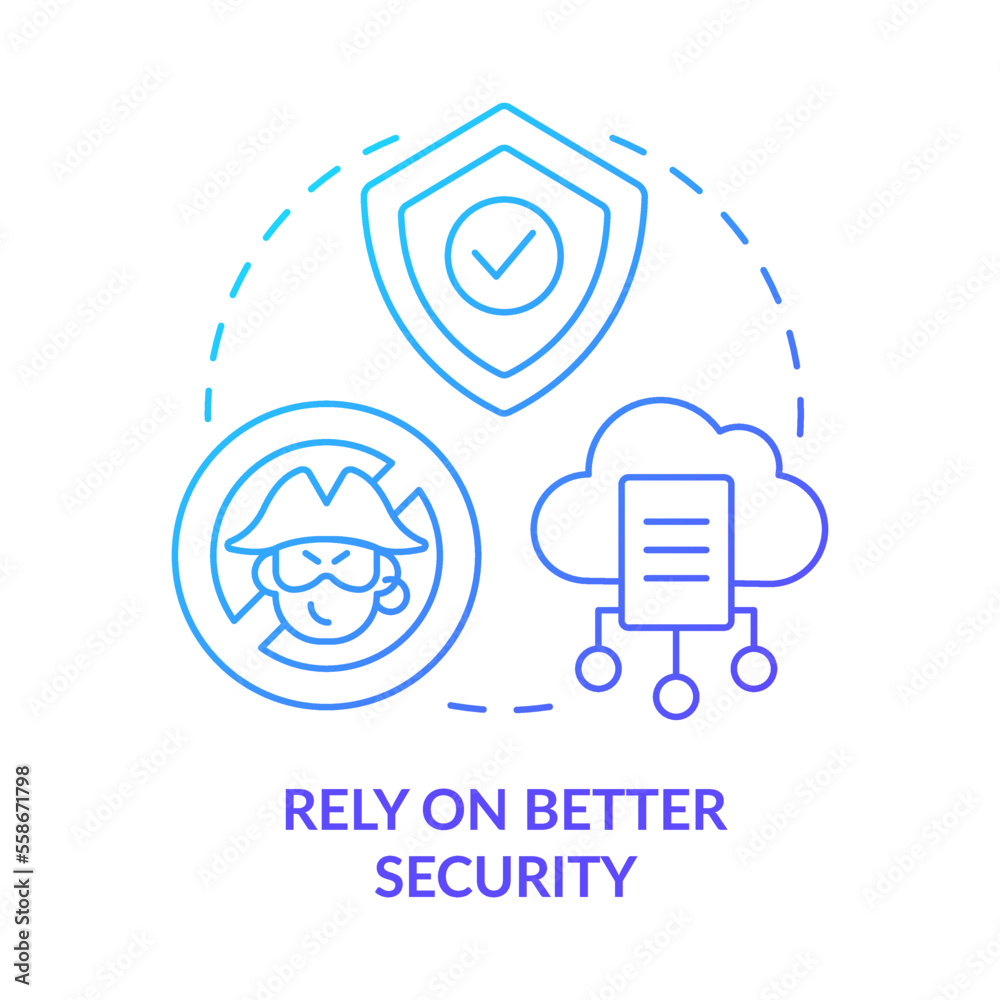 Rely on better security blue gradient concept icon. Avoid hackers. Lack ...