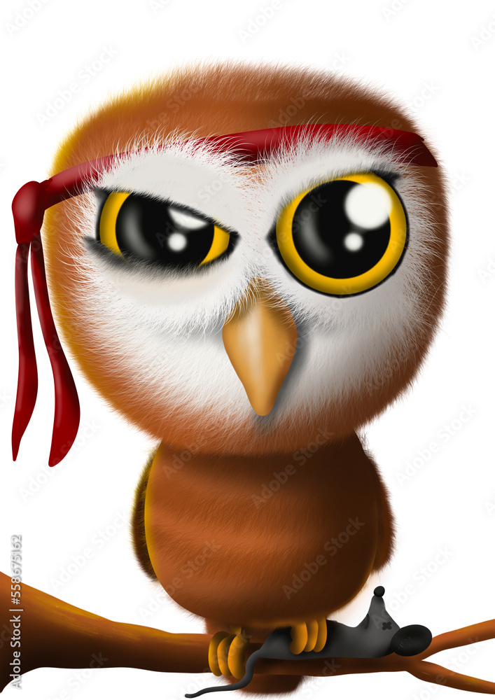 Owl, a beautiful handmade illustration of a very cute owl, hand drawn. PNG