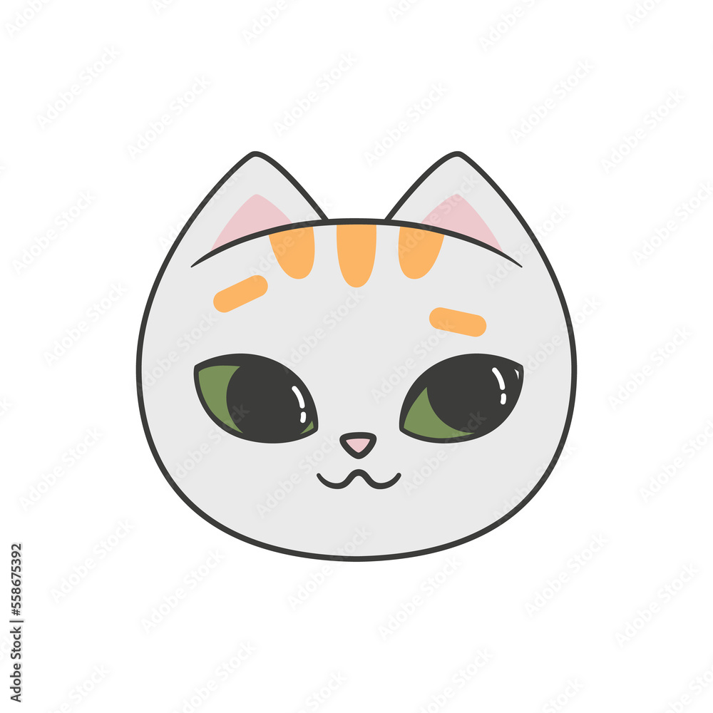 Obraz premium Portrait of a cute cat. Illustration on transparent background