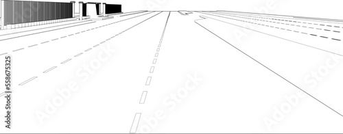 3D illustration of road scene