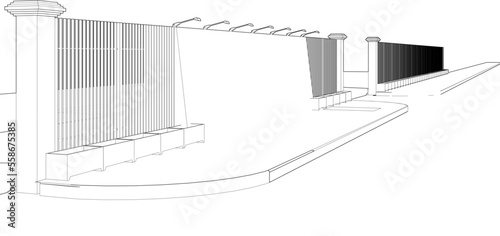 3D illustration of road scene